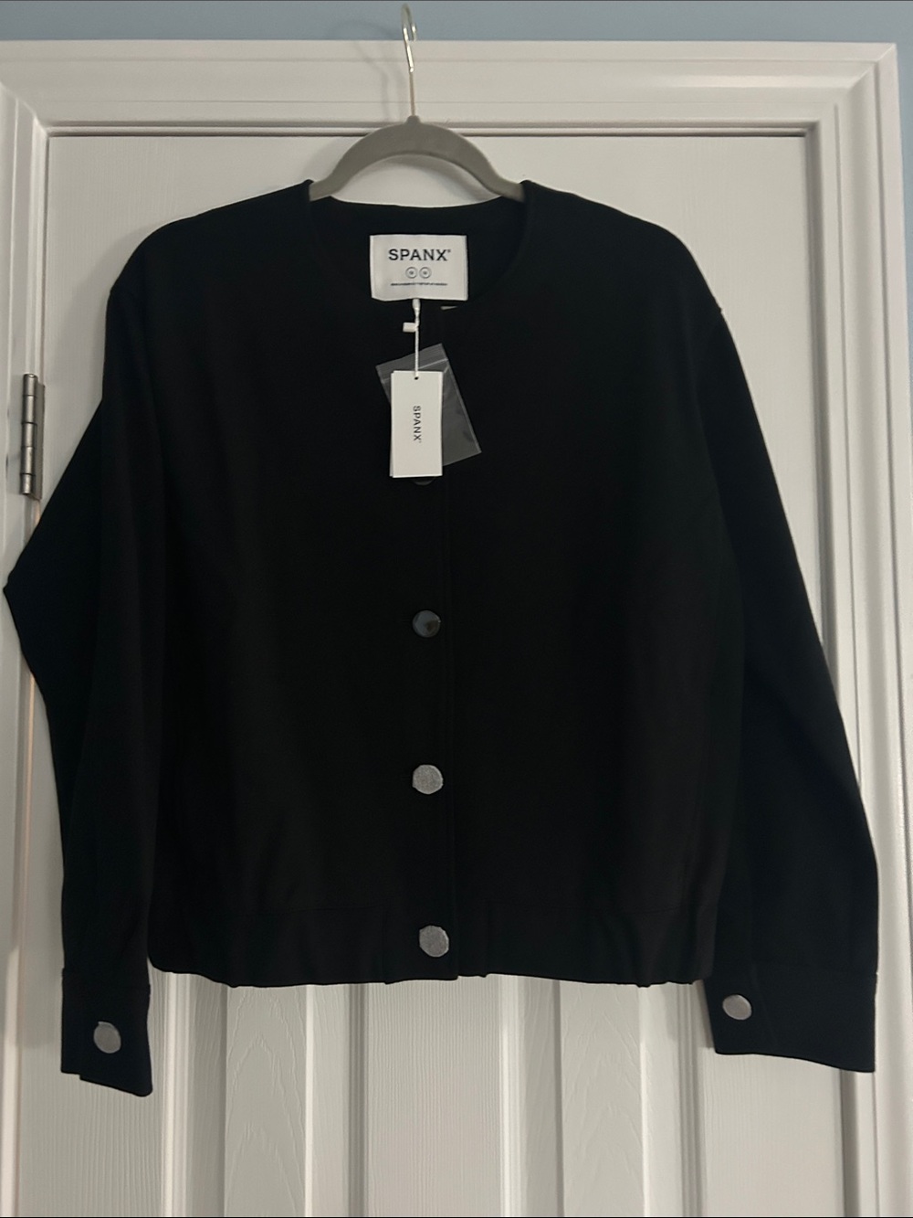 SPANX Black Round-Neck Button Jacket